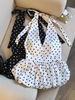 Polka Dots V neck Crop Tops