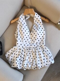 Alternative view of Polka Dots V neck  Crop Tops