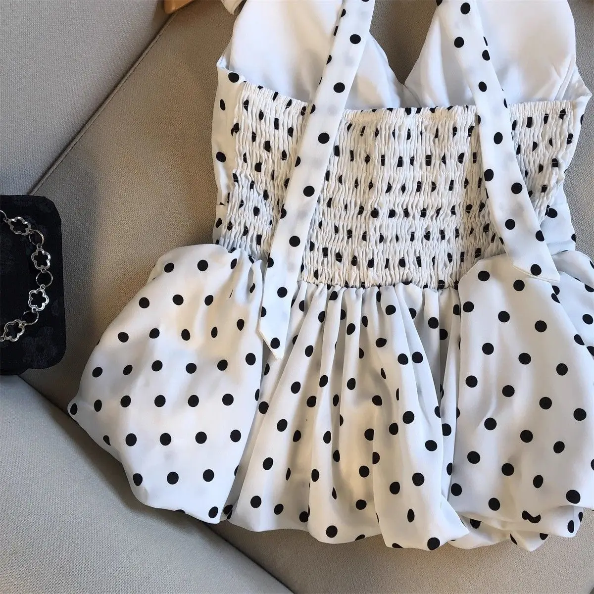 Polka Dots V neck Crop Tops