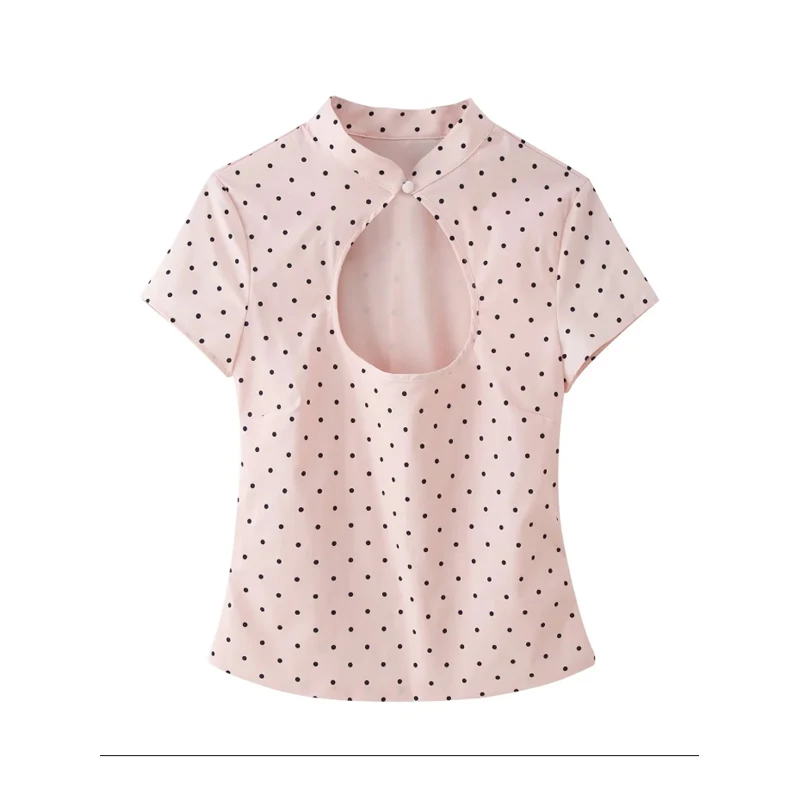 Vintage Polka Dot Backless Top Women