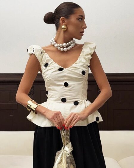 Alternative view of Vintage Polka Dot Backless Top Women