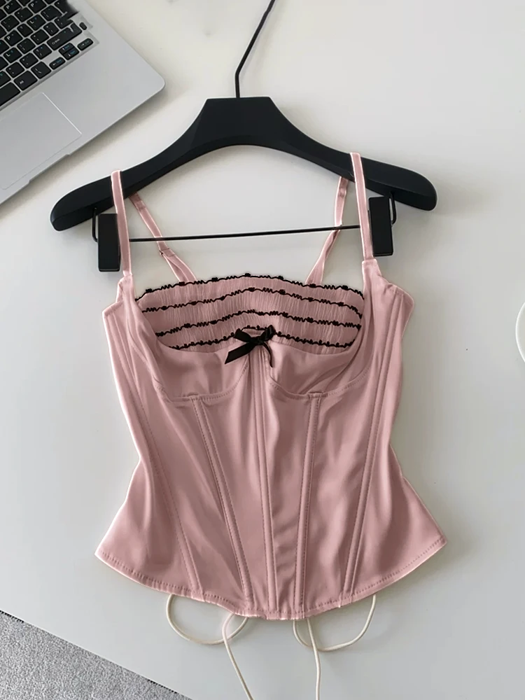lace ruffle corset camisole top