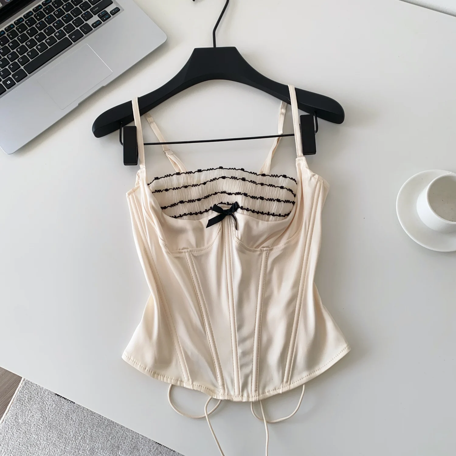 lace ruffle corset camisole top