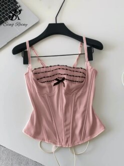 Alternative view of lace ruffle corset camisole top