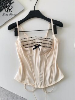 lace ruffle corset camisole top