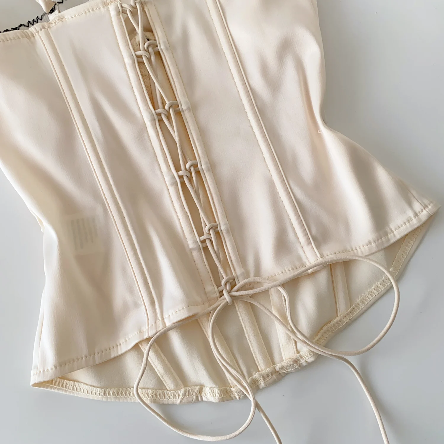 lace ruffle corset camisole top