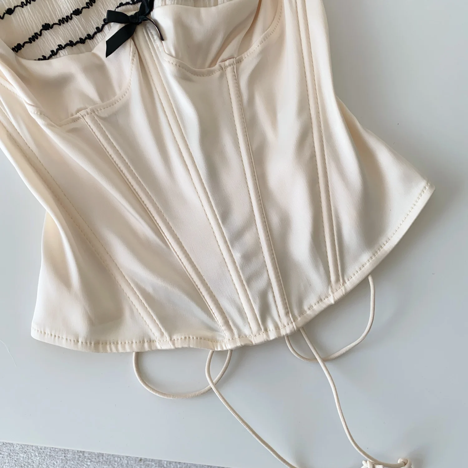 lace ruffle corset camisole top