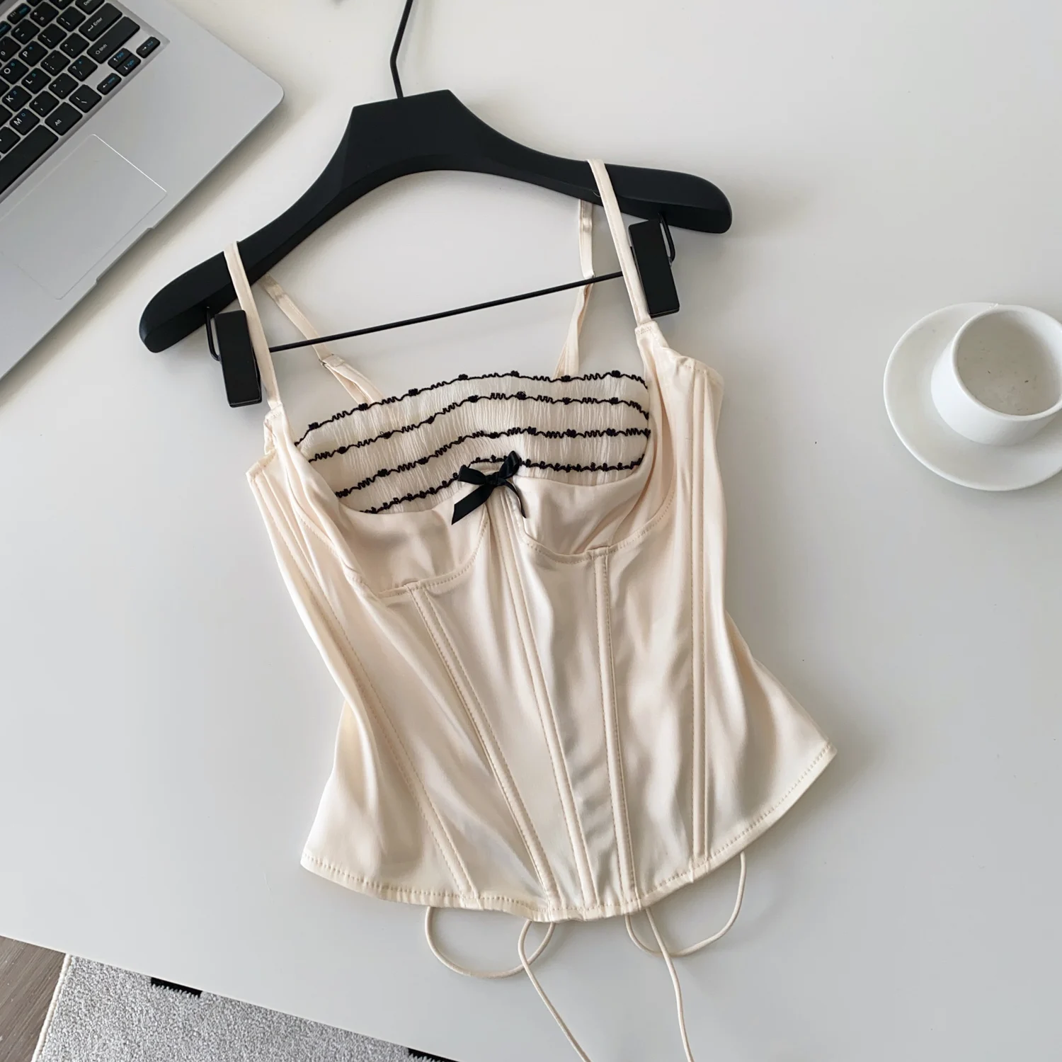 lace ruffle corset camisole top