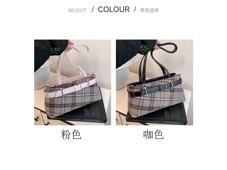 retro plaid women shoulder bag