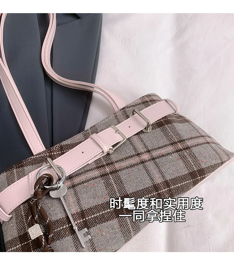 retro plaid women shoulder bag