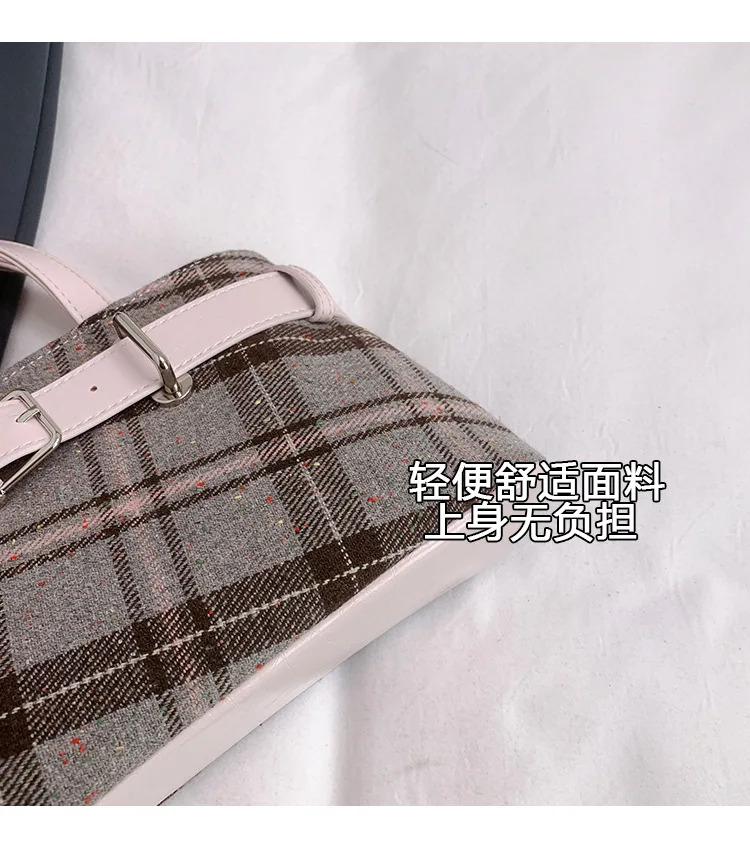 retro plaid women shoulder bag