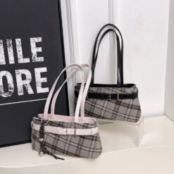 Alternative view of retro plaid women shoulder bag