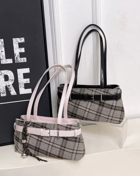 Alternative view of retro plaid women shoulder bag