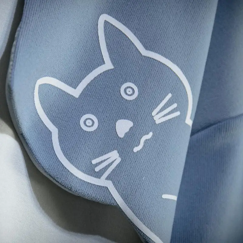 Cute Cat Print Patchwork Teen Hoodies