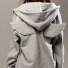 Grey Angel Wing Embroidered Hoodie