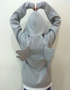 Alternative view of Grey Angel Wing Embroidered Hoodie