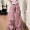 American Retro Polka Dot Wide Leg Denim Pants