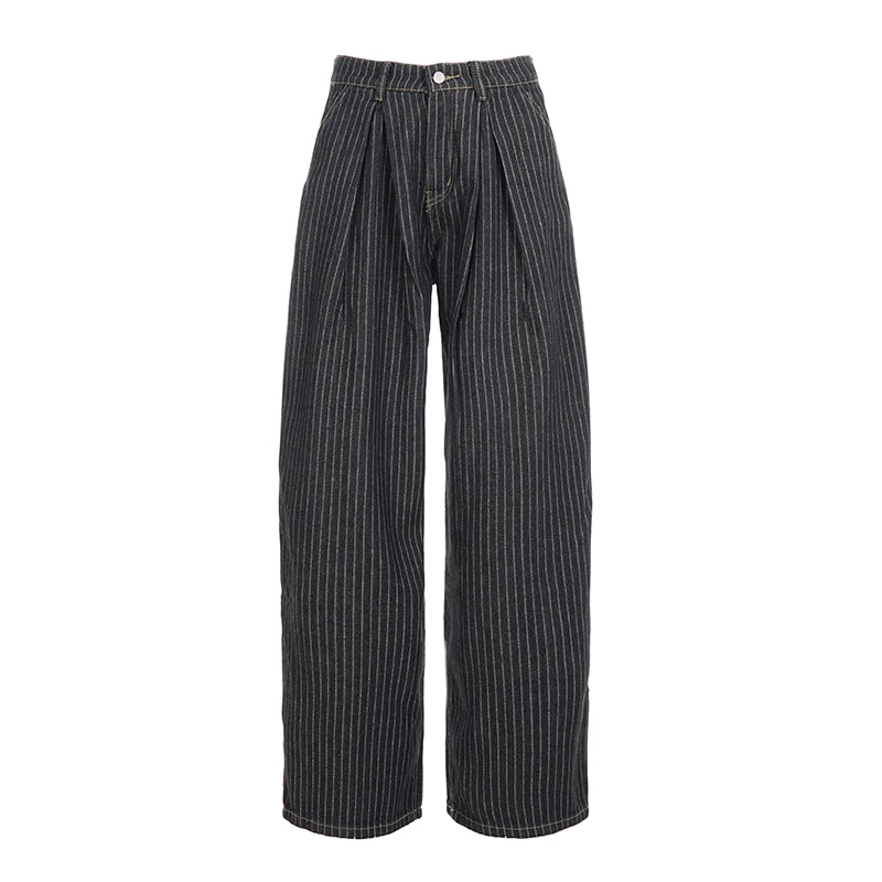 Women Striped Wide Leg Jeans