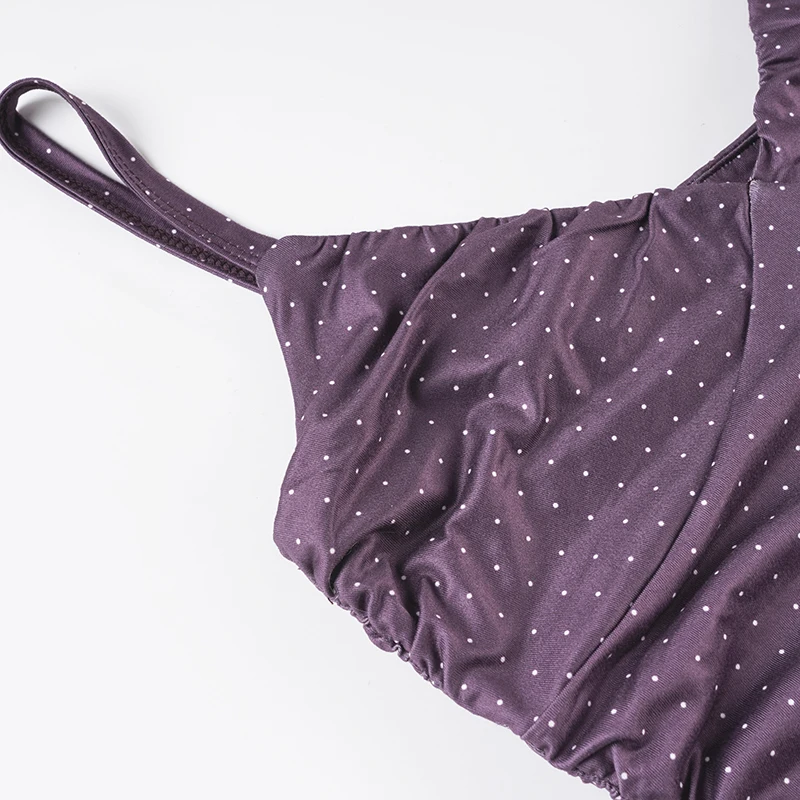 Purple Y2K Polka Dot Ruffled Tank Top