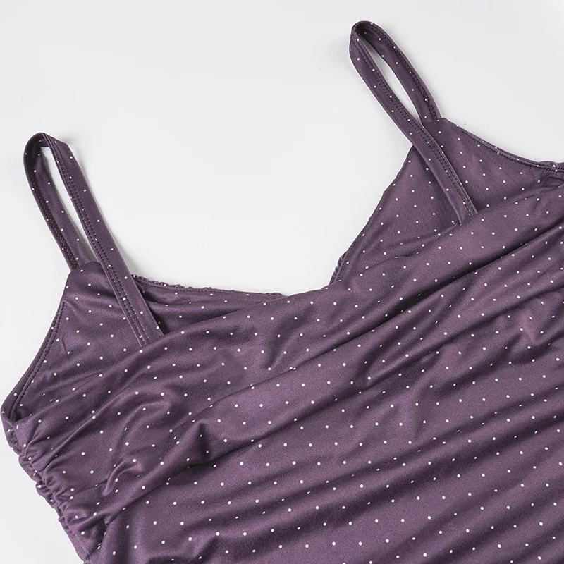 Purple Y2K Polka Dot Ruffled Tank Top