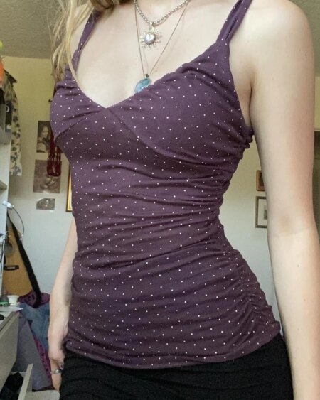 Alternative view of Purple Y2K Polka Dot Tank Top