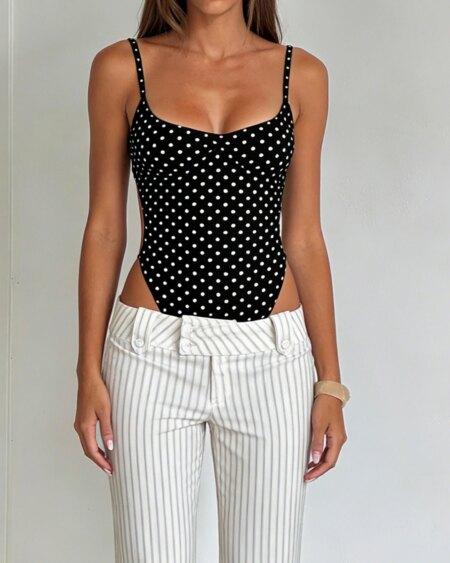 Polka Dot Backless Jumpsuit