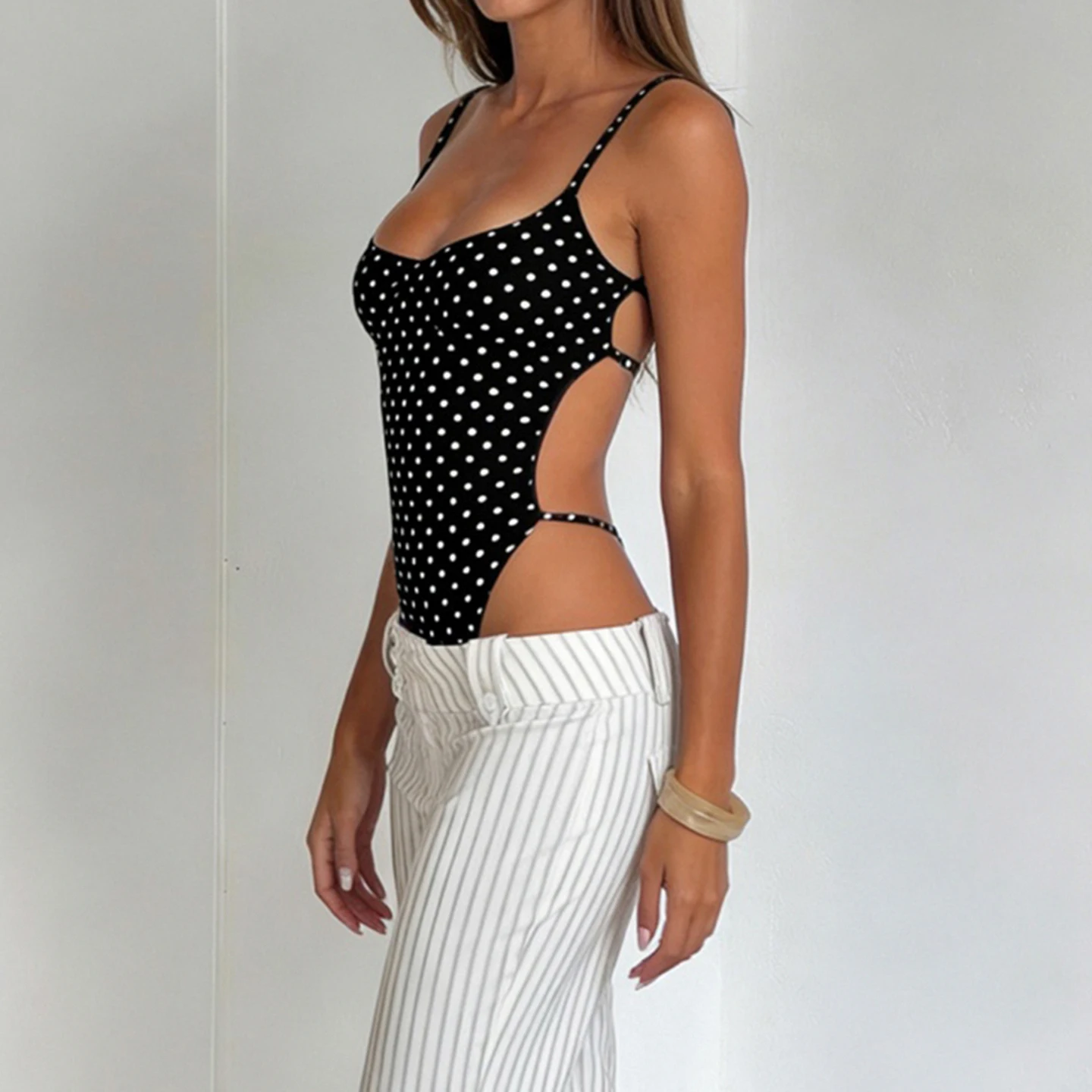 Polka Dot Backless Jumpsuit