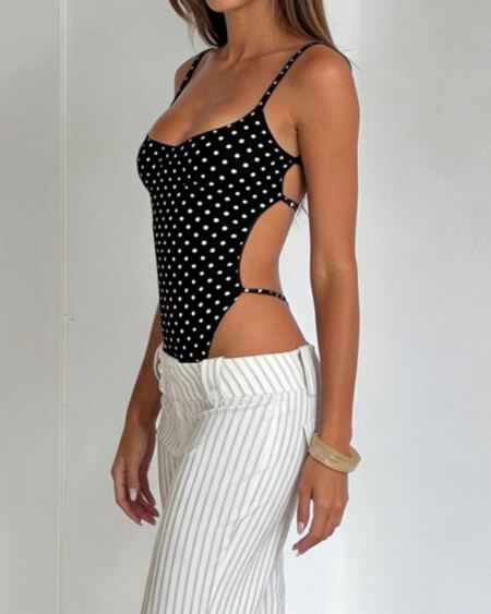 Alternative view of Polka Dot Backless Jumpsuit