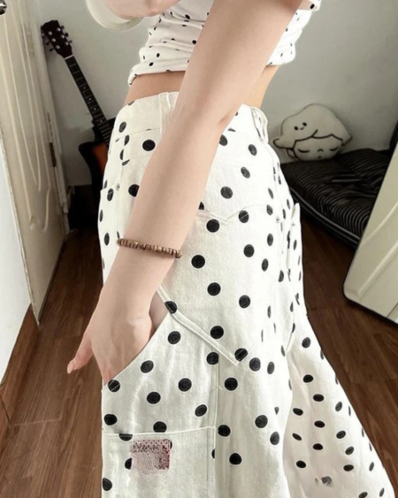 Alternative view of Polka Dot Print Baggy Pants