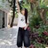 High Waist Black Washed Denim Shorts 124455 cg5k41