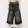 High Waist Black Washed Denim Shorts 124455 lbzift