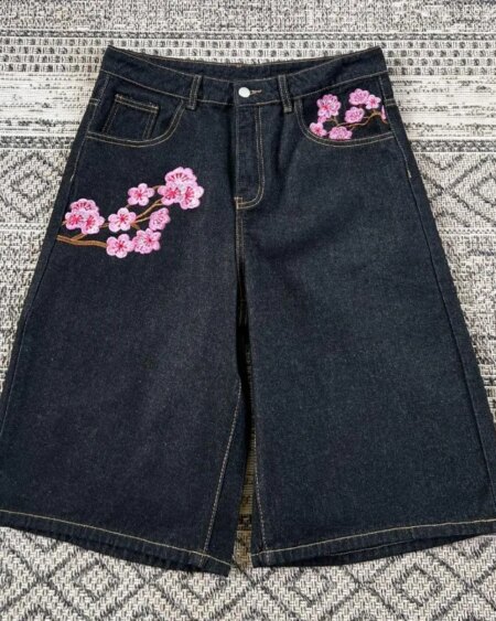 Alternative view of Cherry Blossom Embroidery Denim Shorts