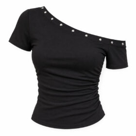 Black Shoulder Slanting Short Sleeves