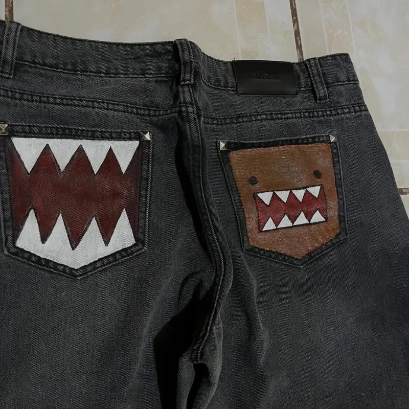 Monster Tooth Embroidery Wide Leg Monster Tooth Embroidery Wide Leg