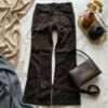 Umber Patch Pocket Flare Jeans - Image 2