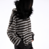 Nocturne Striped Fur Trim Zip-Up Hoodie - Image 3