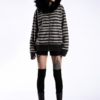 Nocturne Striped Fur Trim Zip-Up Hoodie - Image 4