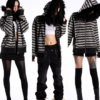 Nocturne Striped Fur Trim Zip-Up Hoodie - Image 5